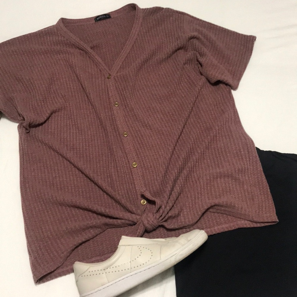 Cozy thermal tie front top. Like Urban Outfiters